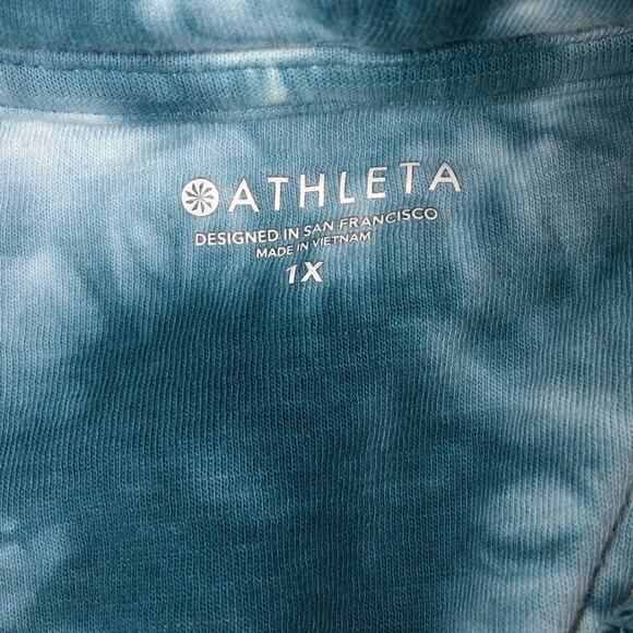 Athleta Cropped Hoodie Size 1X Plus Teal Blue Green Kangaroo Pocket Sporty Spice - Picture 7 of 8
